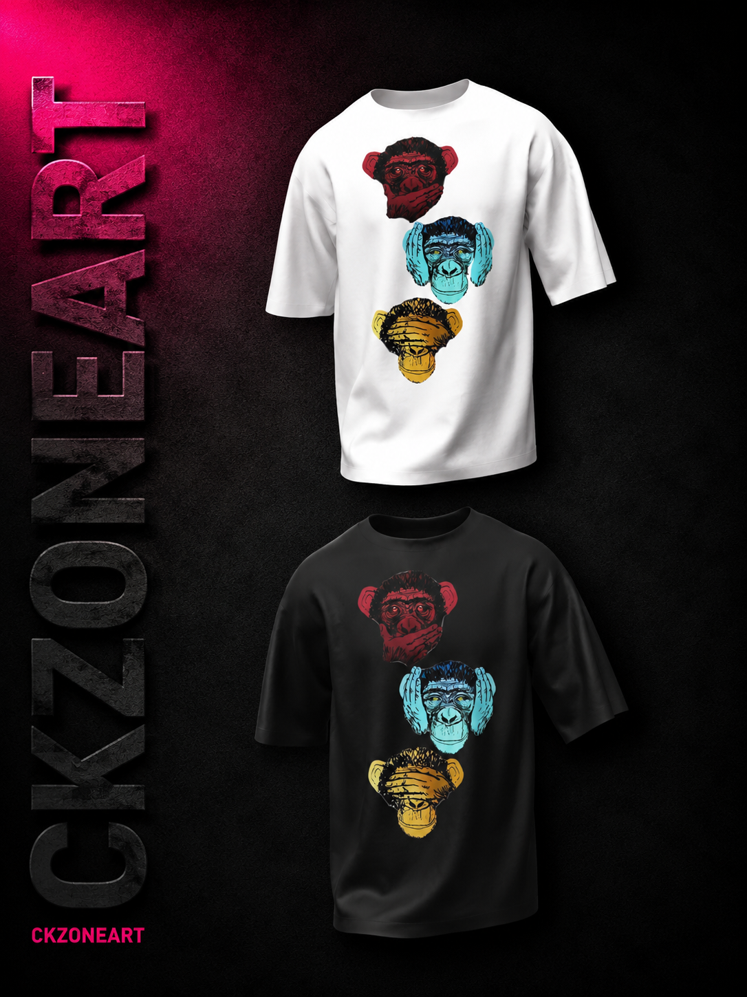Three Wise Monkeys Graphic T-Shirt | CKZONEART
