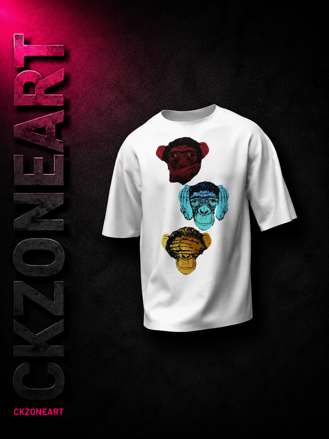 Three Wise Monkeys Graphic T-Shirt | CKZONEART