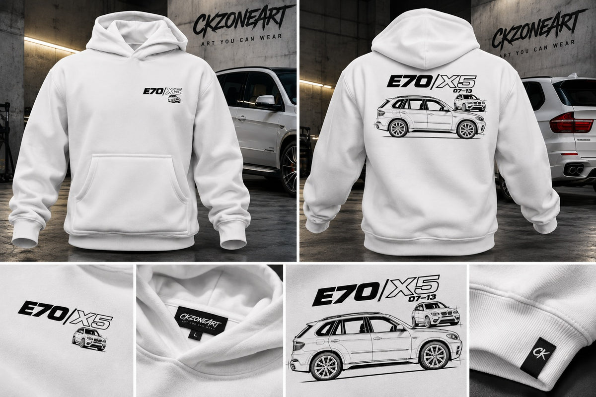 BMW X5 E70 white hoodie – CKZONEART design details